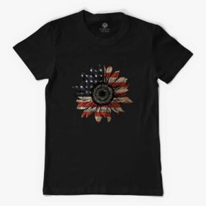  America Flag 4th July Patriotic Sunflower T-Shirt